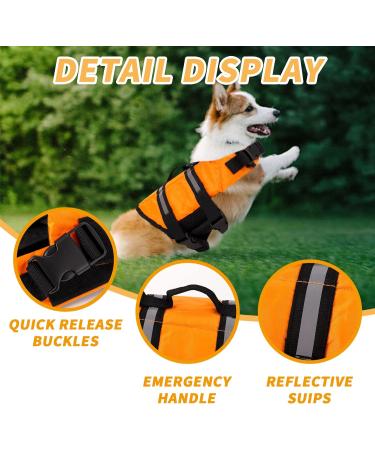 Dog Life Jacket Adjustable Dog Life Jacket Vest Reflective Orange Pet Swimming Jacket Swimwear for Middle and Small Dogs Protection Swimsuit with Rescue Handle High Buoyancy Safety Swimsuit (XS) - Buy Online on SooperMarket.com