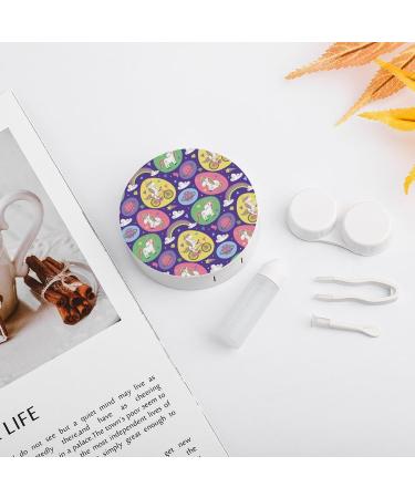 Magic Pattern with Unicorn Contact Lens Travel Kit Portable Cute Contact Box with Mirror for Daily Outdoor - Buy Online on SooperMarket.com