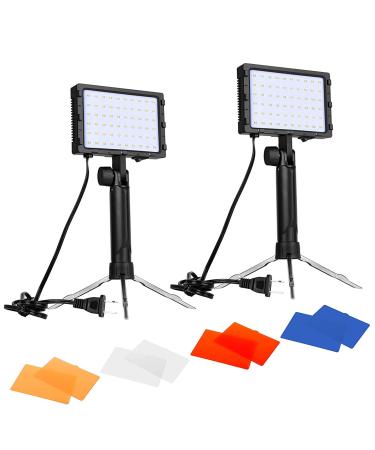 EMART 60 LED Continuous Portable Photography Lighting Kit for Table Top Photo Video Studio Light Lamp with Color Filters - 2 Packs