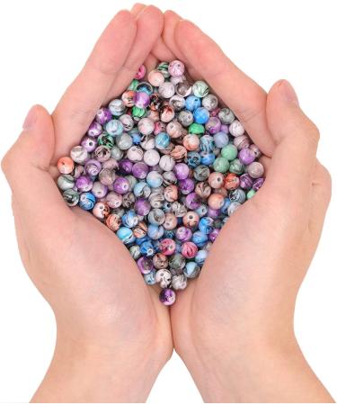 500pcs Quefe Craft Beads for Bracelets Making - Ink Patterned Space Acrylic Beads with Spacer Beads and Crystal String (8mm) - Buy Online on SooperMarket.com