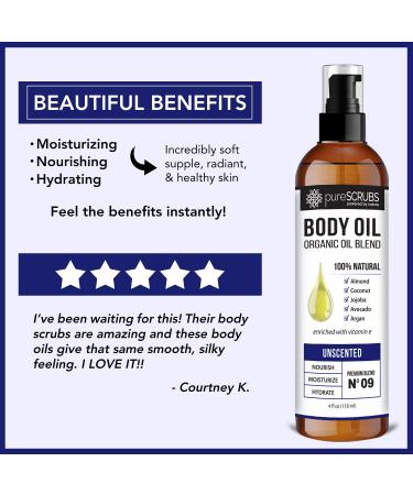 pureSCRUBS Unscented Body Oil Spray for Dry Skin & Massage | Organic Jojoba, Argan, Coconut, Sweet Almond, Avocado Oils with Vitamin E | 4oz - Buy Online on SooperMarket.com