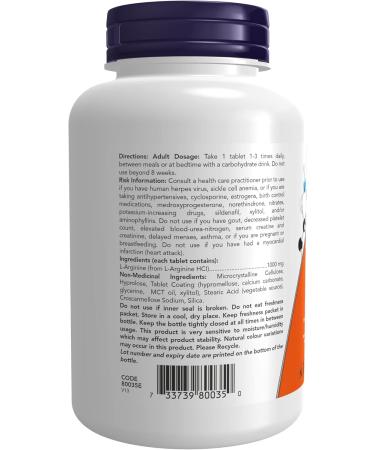 NOW Supplements L-Arginine 1000mg Tablets (120 Count) + L-Citrulline Pure Powder (113g) L-Arginine Tablets + Powder 113g - Buy Online on SooperMarket.com