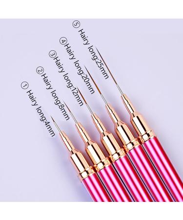 5Pcs Nail Arts Liner Brushes Painting Brush Set Thin Nail Arts Dotting Drawing Pen 4/8/12/20/25mm Suitable For Home Use - Buy Online on SooperMarket.com