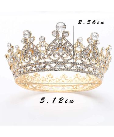 Baroque Queen Crown: Gold Rhinestone Wedding Tiara for Women and Girls - Buy Online on SooperMarket.com