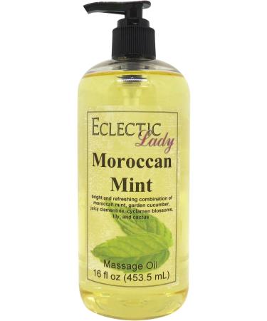 Moroccan Mint Massage Oil 16 oz with Sweet Almond Oil and Jojoba Oil Preservative Free Perfect for Aromatherapy and Relaxation 16 Ounce
