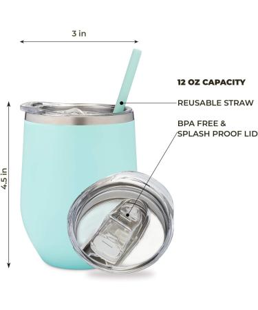 Personalized Insulated Wine Tumbler - Adventure Awaits - Mint - 12 oz - Buy Online on SooperMarket.com