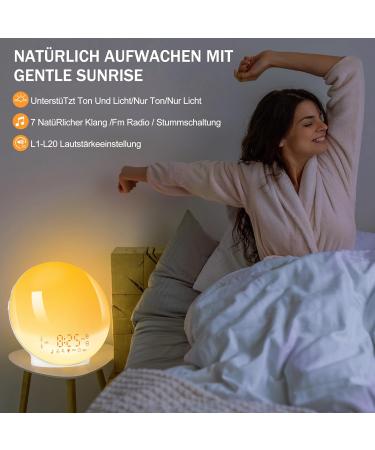 Buy Togaga Light Alarm Clock - Sunrise Sunset Simulation Dual Alarms 11 Colors & 7 Natural Sounds - Perfect Bedside Lamp for Adults - Buy Online on SooperMarket.com