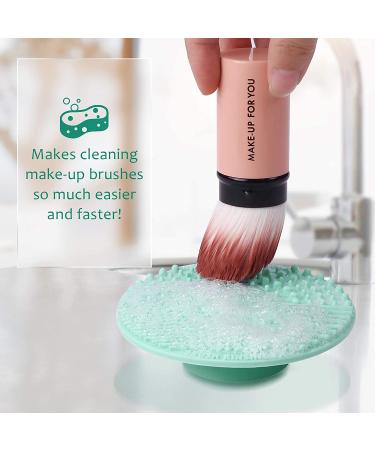 Silicone Makeup Brush Cleaning Mat - Portable Scrubber Tool with Suction Cup for Valentines Day - Green - Buy Online on SooperMarket.com