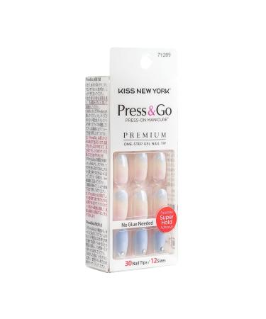 Kiss New York Press and Go False Nails - Full Cover Nails Tips with Self Adhesive Tabs (Blue Sky) - Buy Online on SooperMarket.com