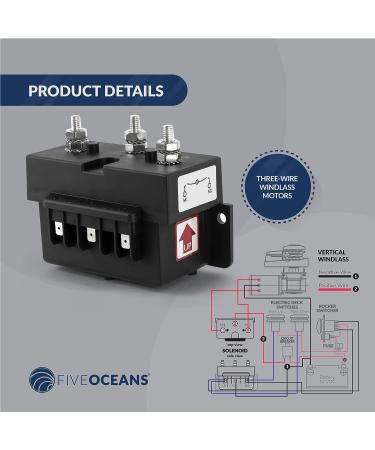 Five Oceans FO3293 Dual Direction Reversing Windlass Solenoid - 12V, 1500W - Marine Grade Materials - Easy Install - Buy Online on SooperMarket.com