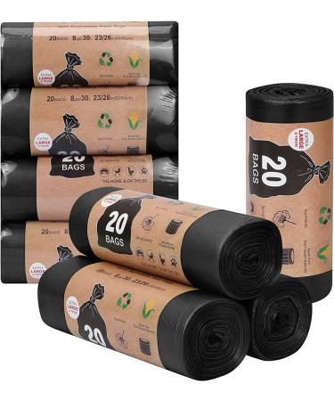 Fyy garbage bags waste bags | 4 roll |80 pieces |8 gallon waste bags garbage bags garbage bags for bathroom kitchen bedroom toilet office black 60*645 cm-8 gallons (black)