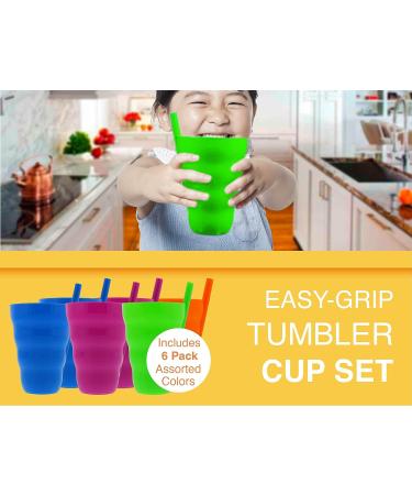 Arrow Home Products Sip A Cup with Built in Straw 10oz 6pk - BPA-free Stackable Kids Straw Cups (Purple/Blue/Green/Orange) - Made in USA - Buy Online on SooperMarket.com