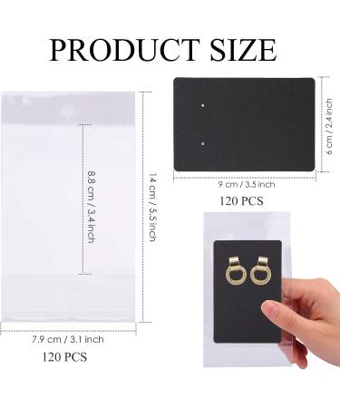 120-Set Earring Display Cards with Self-Seal Bags - Necklace Holder Earring Tags for Jewelry - Black, 3.5 x 2.4 Inches - Buy Online on SooperMarket.com