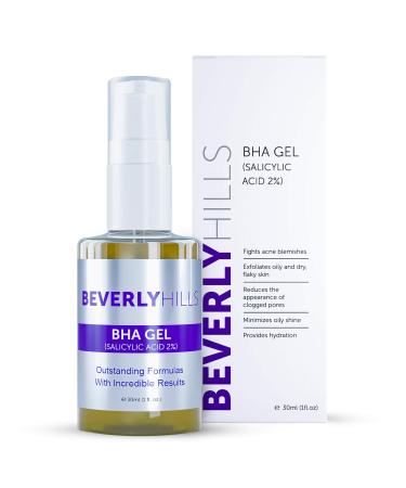 Beverly Hills BHA Gel 2% Salicylic Acid as Facial Exfoliator & Acne Treatment | BHA Exfoliant with Hyaluronic Acid for Skin Hydration Blackheads & Deep Cleaning of Pores 30mL (60 days supply)