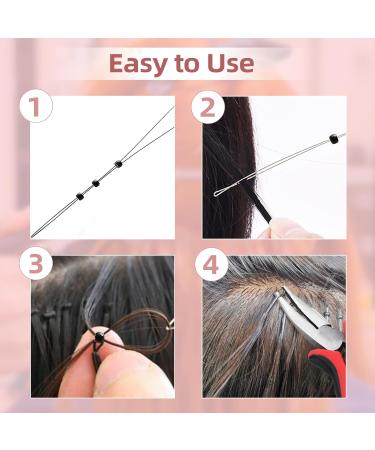 Vlasy Dark Brown Hair Extension Tools Kit - Pliers, Loop Threader, 200PCS Silicone Beads - Buy Online on SooperMarket.com
