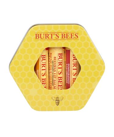 Burt's Bees Trio Tin gift set 1 x 100% natural beeswax lip balm with vitamin E and peppermint (4.25 g) 1 x honey lip balm (4.25 g) and 1 x pomegranate lip balm (4.25 g)