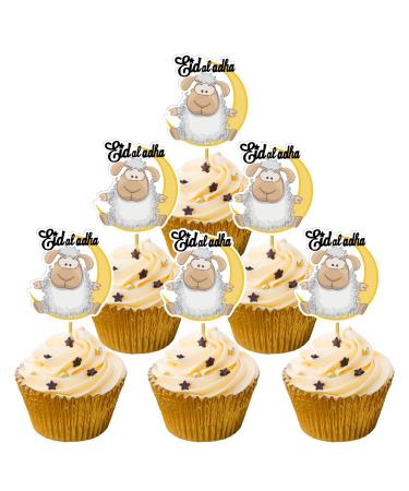 Eid Mubarak Cupcake Toppers with Sheep&Moon Design Eid Al-Adha Cupcake Topper Eid Cupcake Topper Eid Al Adha Decorations Adha Muslim Decoration Muslim Party Supplies Yellow