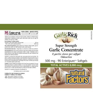Natural Factors - GarlicRich Super Strength Garlic Concentrate 500 mg 90 Softgels - Buy Online on SooperMarket.com