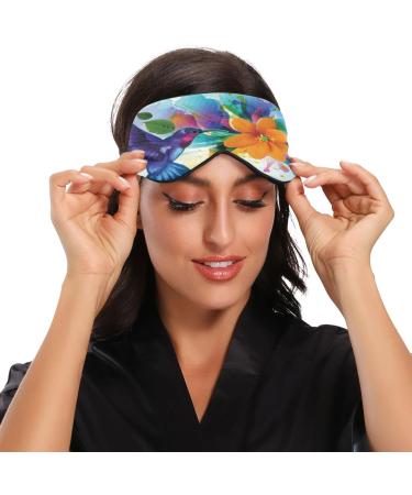 Haskirky Light Blocking Eye Mask - Adjustable Breathable Travel Mask for Deep Sleep - Men & Women - Office Yoga Meditation Mask - Watercolor Bird Design - Buy Online on SooperMarket.com