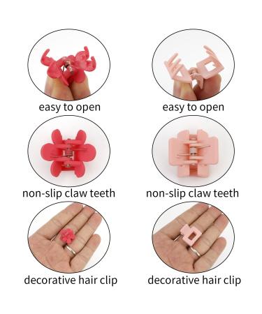 SuPoo 22pcs Mini Claw Clips Set - Flower & Square Hair Clips for Girls - Small Claw Clips for Thin & Thick Hair - Morandi Colors - Buy Online on SooperMarket.com