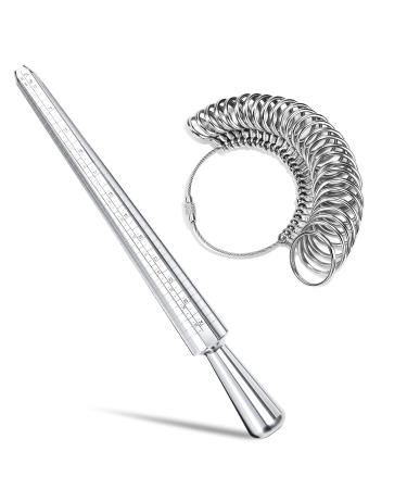 Ring Sizer Measuring Tool, NuLink Aluminum Ring Mandrel Dual Measurement Size Metal Rings Sizers Tools Kit Adjuster for Women Men Rings