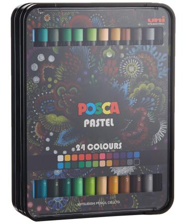 Posca Crayons Art Set of 24 Pastels  Art Supplies | Crayons for Adults and Kids Ages 2-4 and Up  Toddler Crayons and Adult Crayons  Crayons Bulk Coloring Set  Crayon Box |Try Posca Washable Markers