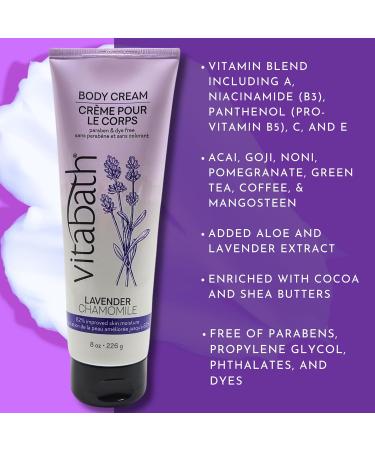 Vitabath Lavender Chamomile Moisturizing Body Cream - Soothing Hydration Lotion for Women & Men - Vitamin & Nutrient Skin Care - 8 Ounce Replenishing Dry Skin Moisturizer - Buy Online on SooperMarket.com