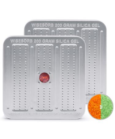 Wisesorb 200 Gram 2 Pack Gun Safe Dehumidifier Reusable Silica Gel Dehumidifier Indicating Silica Gel Desiccant Canister (Orange to Green)