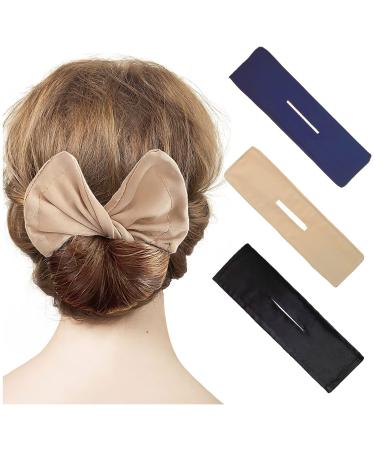 3 Pieces Hair Bun Maker Deft Bun for Hair Twister, Flexible Donut Hair Bun, Lazy Hair Curler Bun Clips, Fashion French Hairstyle, Hair Accessories for Women & Girls Kids (Black, Navy, Khaki) 3 PCS (Black, Navy, Khaki)