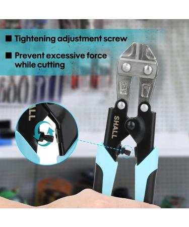 SHALL Mini Bolt Cutter 210mm/8-inch Heavy Duty Wire Cutter Two-Color Ergonomic Handle Security Lock More Efficient Leverage & Adjustable Opening Belt Bag Included - Buy Online on SooperMarket.com