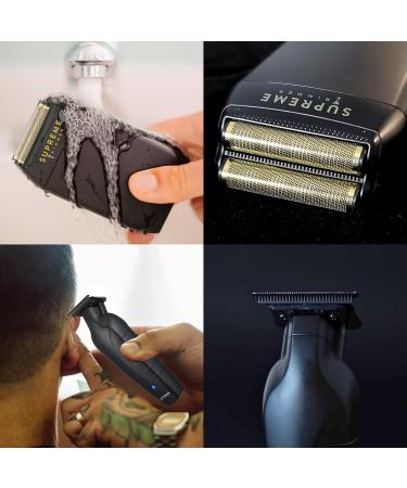 Supreme Trimmer Vader & CRUNCH Foil Shaver Kit | Professional DLC T-Blade Beard Trimmer ST3778 & Waterproof IPX6 Shaver Set | Black Barber Haircutting Tools for Precision Grooming - Buy Online on SooperMarket.com