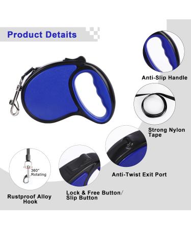 Beaface Retractable Dog Lead for Small Medium Dogs Up to 20KG Retractable Dog Leads 16ft/5M Extendable Dog Leads with Anti-Slip Handle Anti-Tangled Strong Nylon Tape (Blue) - Buy Online on SooperMarket.com