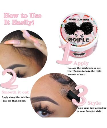 Goiple Strong Hold Edge Control Wax for Women - Non-greasy Smoother with Strawberry Scent (4oz) incl. Edge Brushes & Scarf - Buy Online on SooperMarket.com