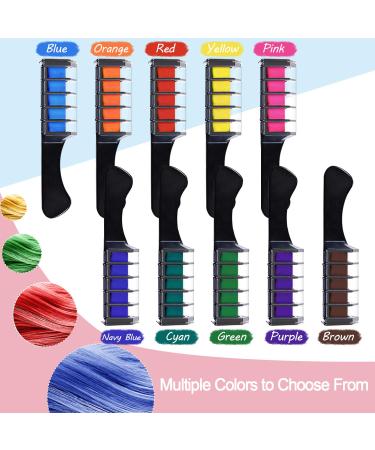 Kalolary Temporary Hair Chalk for Girl - 10 Washable Colors - Rainbow Hair Dye Comb for Birthday, Masquerade, Cosplay - DIY Decorate Gift - Buy Online on SooperMarket.com