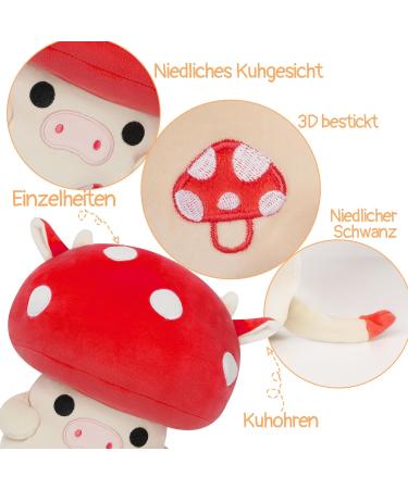YamePuia Mushroom Cow Plush Toy - Cuddly Soft Animal Pillow for Kids | Ideal Gift for Birthdays & Christmas (30cm) - Buy Online on SooperMarket.com