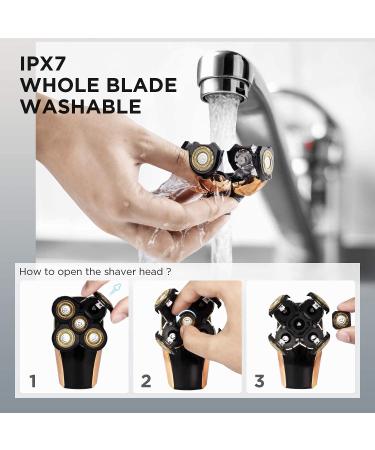 Electric Bald Head Razor for Men - 4 in 1 Grooming Kit with LED Display, Cordless Rotary Shaver - Wet/Dry, USB Rechargeable - Rose Gold - Buy Online on SooperMarket.com