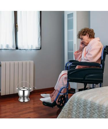 Chamber Pot with Lid 3.3L Stainless Steel Bedside Commode Bucket Potable Spittoon Metal Bedpan Urine Pots for Kids Adults Elder Patient Home Camping Car Travel - Buy Online on SooperMarket.com