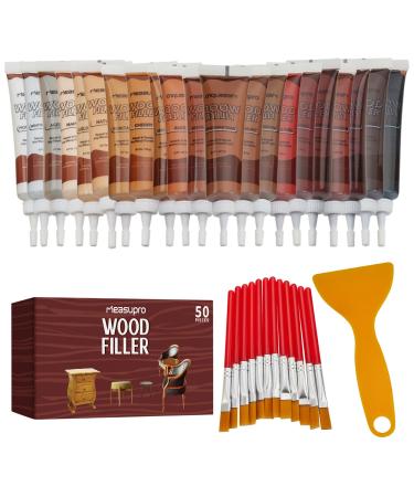Furniture Repair Kit 50PC - Brushes Markers Scraper Resin Wood Filler Fillers with Wood Putty Any Color Wood Combination Scratch & Molding Repair Restore Laminate Vinyl Veneer Flooring