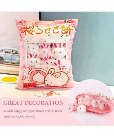 Cute Snack Pillow Bunny Plush Toy - Kawaii Rabbit Pudding Pillow with Removable Bunny Dolls - Creative Gift for Kids - 8 Sakura Bunnies - Buy Online on SooperMarket.com