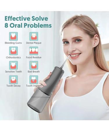 Cordless Portable Water Flosser with 4 Modes and 6 Tips - Professional Electric Teeth Cleaning Kit for Oral Care - 300mL Water Tank - Gray - Buy Online on SooperMarket.com
