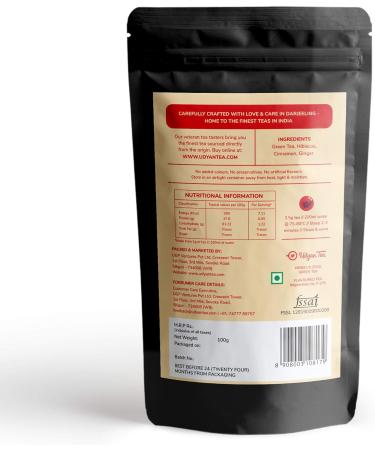 Udyan Tea Hibiscus Spice Green Tea - 100 g (40 Cups) | Supports Heart Health Regulates Blood Pressure Boosts Energy | Stress Relief and Relaxation Blend - Buy Online on SooperMarket.com