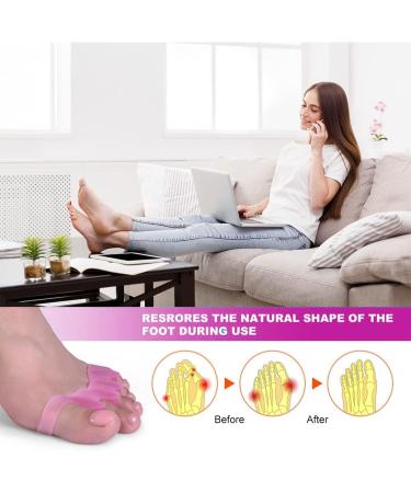 Gel Toe Spacers (2 Pair) - Bunion Corrector for Women Men - Toe Separator & Straightener - Pink - Buy Online on SooperMarket.com
