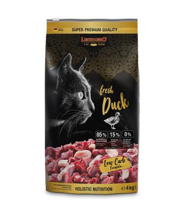 Leonardo Fresh Duck & Poultry 4kg cat food |Dry food with 85% fresh meat for cats |Sole feed for adult cats of all breeds from 1 year 4 kg (1 Pack)