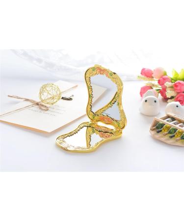 Jinvun Antique-Like Gold Peacock Compact Mirror - Durable Travel Purse Makeup Mirror | Vintage Design, Shield Shape, Magnification | Unique Jewellery Gift - Buy Online on SooperMarket.com