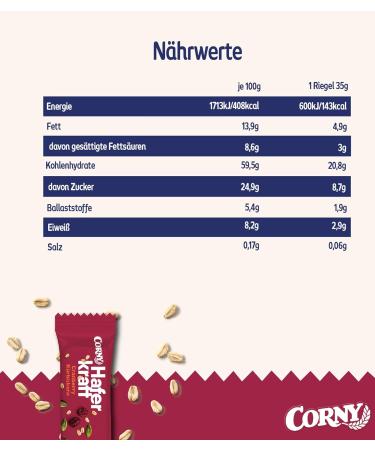 Oat Bar Corny Haferkraft Cranberry-Pumpkin Seed | Whole Grain Vegan Snack | 48x35g | International Shipping - Buy Online on SooperMarket.com
