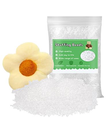 Bupete White Stuffing Beads, Elastic Transparent Fill, Bean Bag Balls Refill, 150g/5.29oz Pour and Storage Bag, Thermoplastic Fill Beads for Stuffed Animal Toys, Bean Bags, Fill Crafts