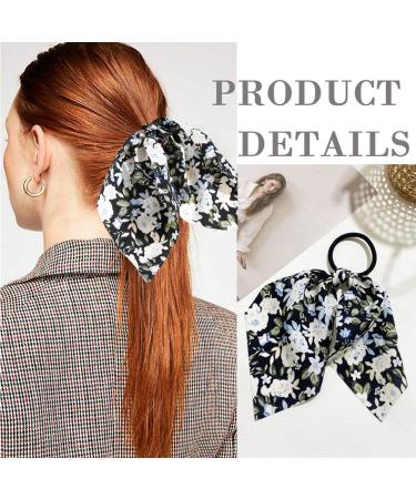 Floral Ribbon Hair Scrunchie Set - 16 Styles Seamless Elastic Hair Ties for Women and Girls - Buy Online on SooperMarket.com