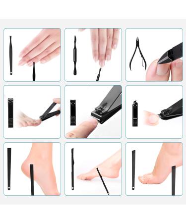 Manicure Set Men 18-Piece Nail Care Set Pedicure Care Set Nail Clippers Set Stainless Steel Nail Set Portable for Travel (Black) - Buy Online on SooperMarket.com