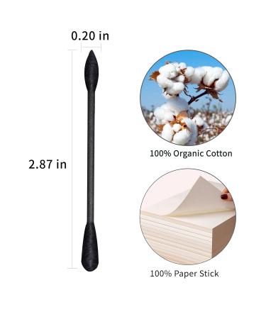 HOMEFOX Black Cotton Swabs Precision Pointed - 400 Count | Organic Charcoal Tip | Gentle & Cruelty-Free | Double-Sided | Soft Paper Stick | Black - Buy Online on SooperMarket.com