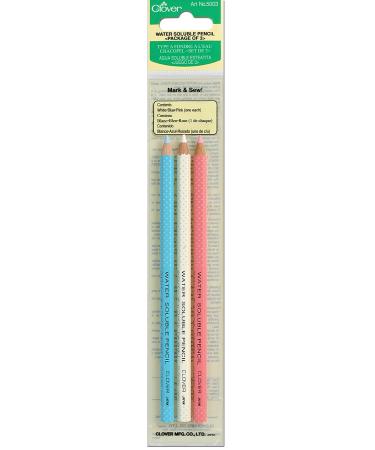 Clover Water Soluble Pencil-White  Pink & Blue